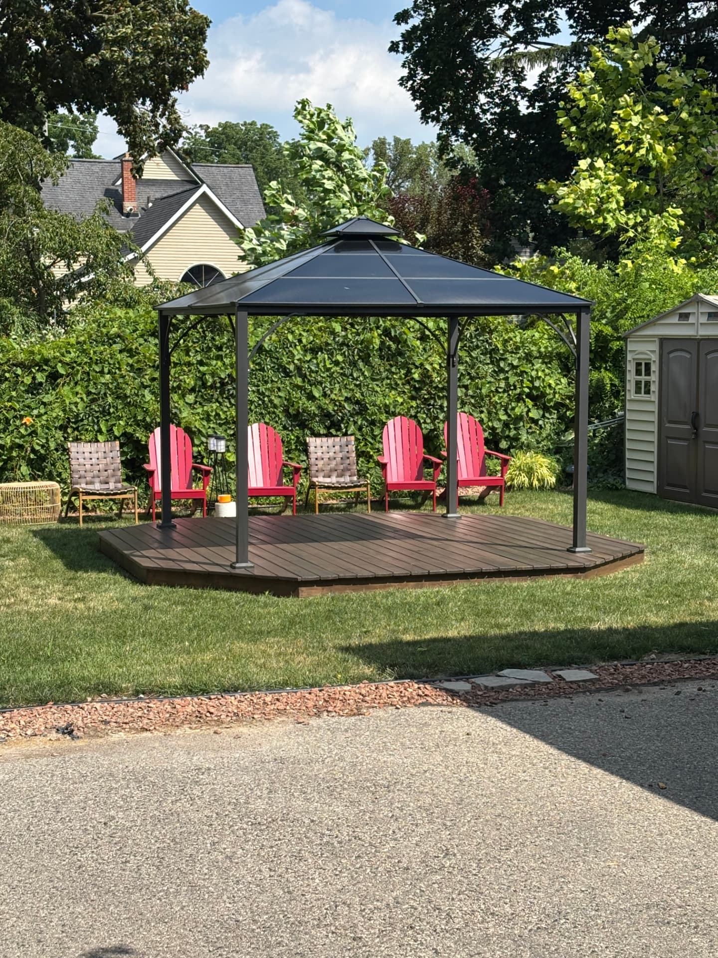 Finished residential gazebo and deck painting project by PDG Contracting